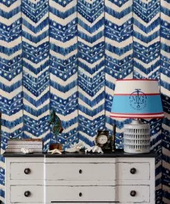 Mind The Gap Blue Skies Ahead Turkish Ikat, Tangerine Wallpaper