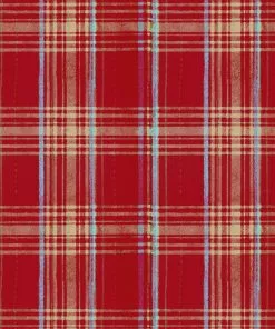 Mind The Gap Blue Skies Ahead Seaport Plaid, Red Wallpaper
