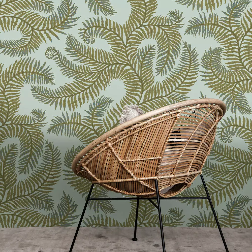 Josephine Munsey Les Jardins Royaux Bombe's Fernery Wallpaper In Teal & Orange 10 Josephine Munsey Les Jardins Royaux Bombe's Fernery Wallpaper In Teal & Orange