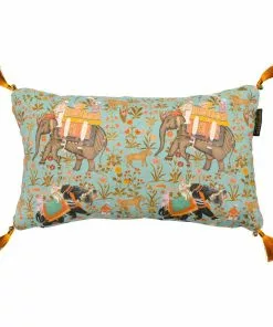 Mind The Gap Indigena Hindustan Aquamarine Linen Cushion Small