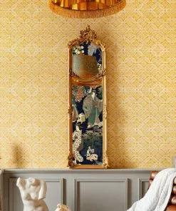 Mind The Gap Kalamkari, Citrus Yellow Wallpaper Blue Skies Ahead