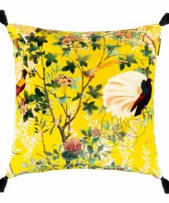 Mind The Gap Les Jardins Royaux The Royal Garden Yellow Velvet Cushion