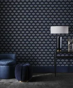 Liberty Fabrics New Deco Scallop Wallpaper In Lapis