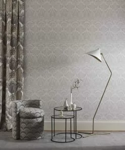 Liberty Fabrics Lanthe Mono Wallpaper In Pewter White New