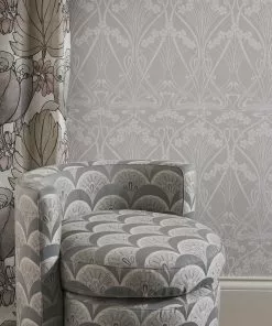 Liberty Fabrics Lanthe Mono Wallpaper In Pewter White New