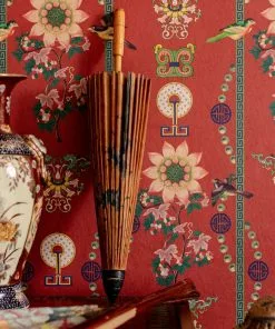 The Design Yard Rose & Thorn Lin Yuan Chinese Red Wallpaper