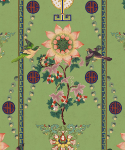 The Design Yard Lin Yuan Absinthe Green Wallpaper Rose & Thorn
