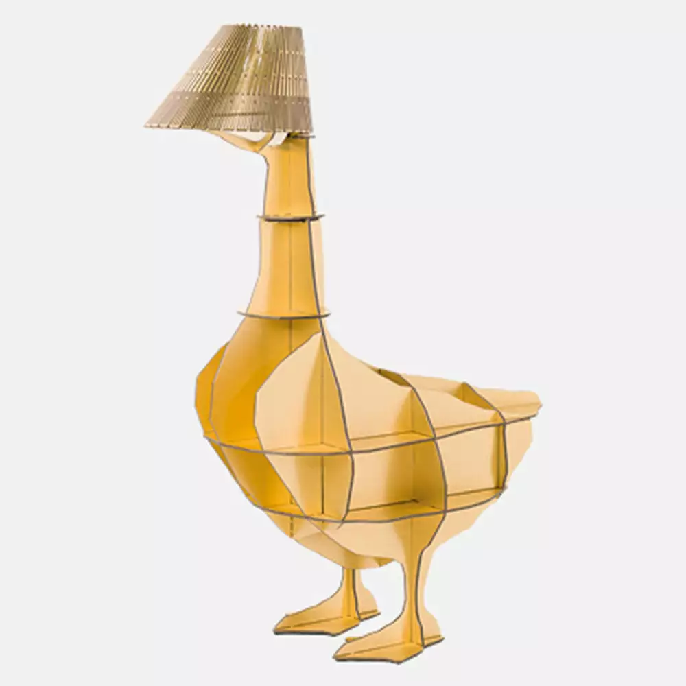 Ibride Junon - Brushed Gold Illuminated Goose Bedside Table & Lamp 3 Ibride Junon - Brushed Gold Illuminated Goose Bedside Table & Lamp