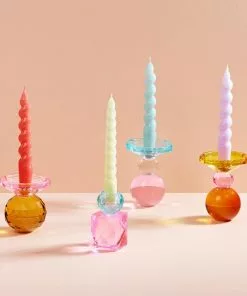 Miss Etoile Crystal Candle Holder Amber Yellow & Pink Bohemian Dream