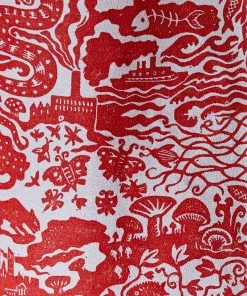 The Monkey Puzzle Tree 'All Tomorrow's Futures' Lobster Orange Linen By Alexis Snell