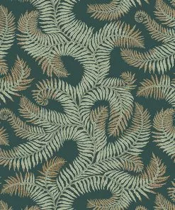 Josephine Munsey Les Jardins Royaux Bombe's Fernery Wallpaper In Teal & Orange