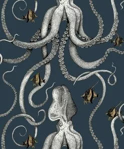 Josephine Munsey Octopoda Deep Sea Blue Wallpaper