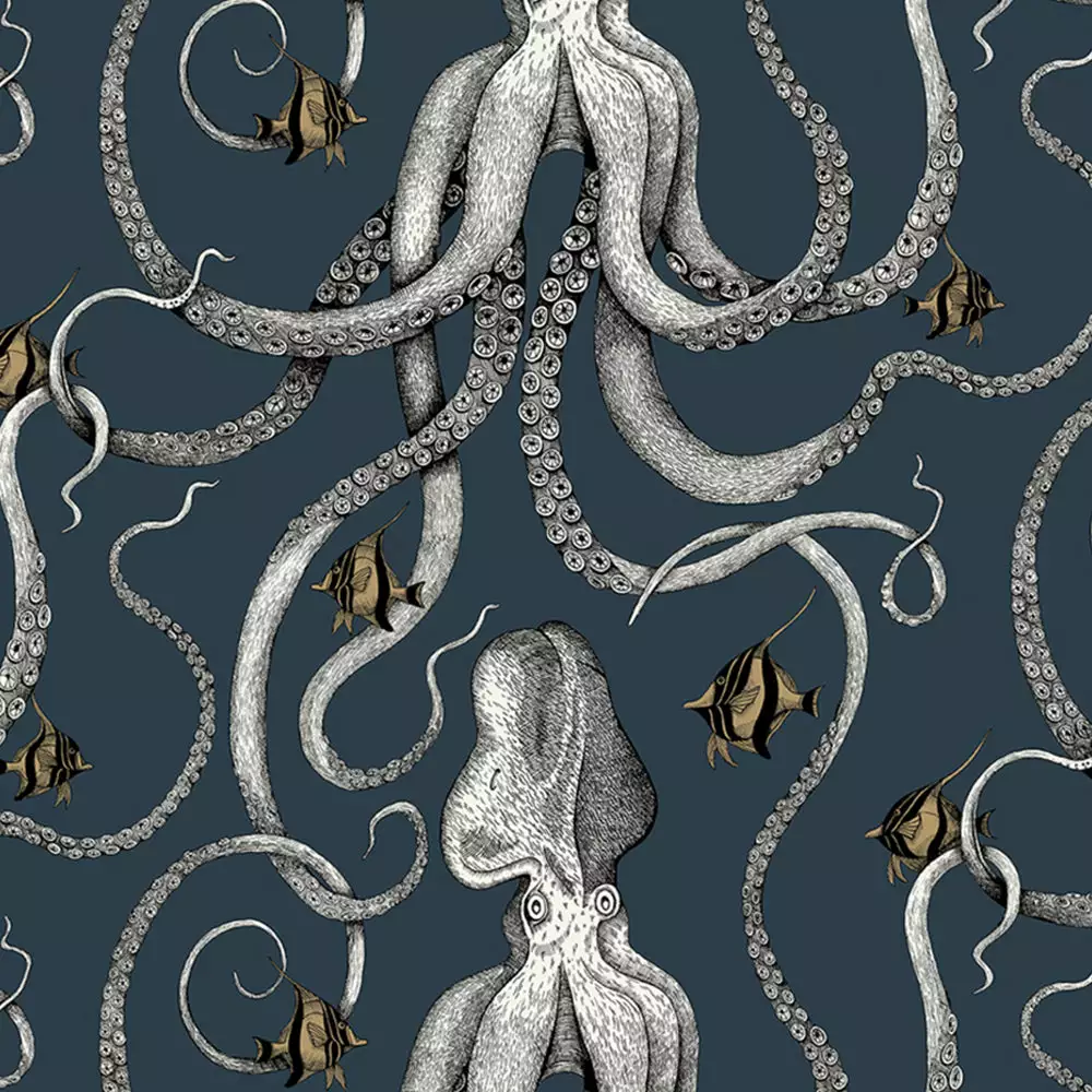 Josephine Munsey Octopoda Deep Sea Blue Wallpaper 4 Josephine Munsey Octopoda Deep Sea Blue Wallpaper