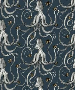 Josephine Munsey Octopoda Deep Sea Blue Wallpaper