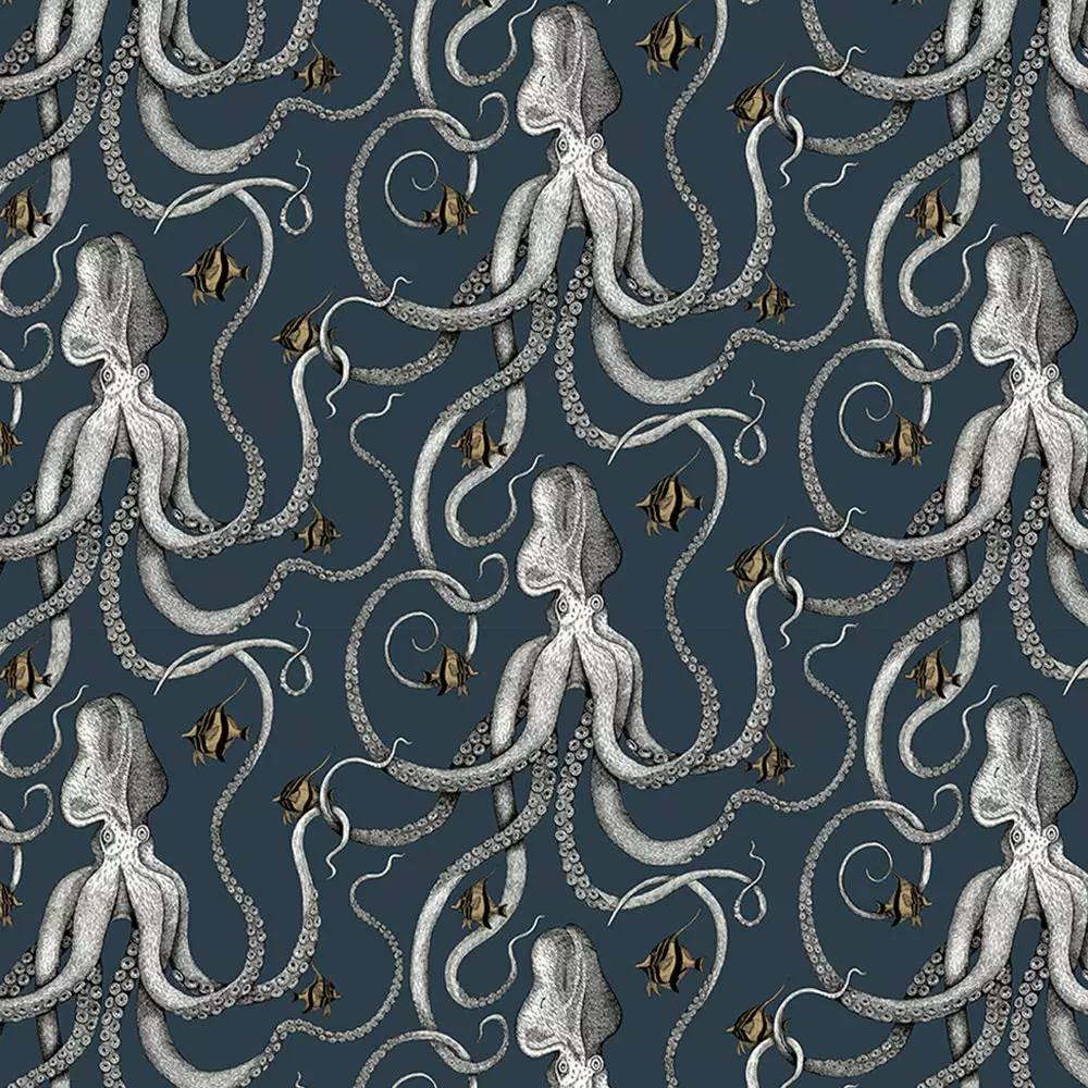 Josephine Munsey Octopoda Deep Sea Blue Wallpaper 3 Josephine Munsey Octopoda Deep Sea Blue Wallpaper