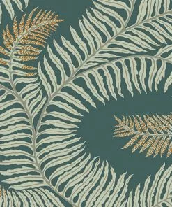 Josephine Munsey Les Jardins Royaux Bombe's Fernery Wallpaper In Teal & Orange