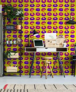 Mind The Gap Neon Kiss Blue Wallpaper