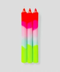 Pink Stories New Neon Taper Candles Lollipop Trees - Set Of 3