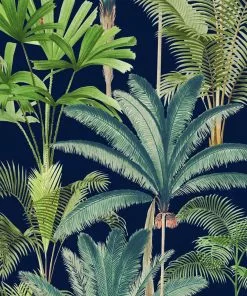 The Design Yard Havana Tropicana Palmeras Anthracite Wallpaper