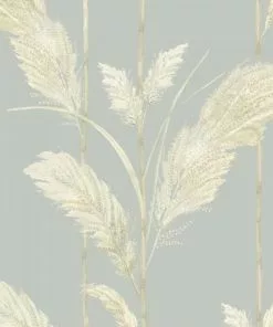 Brand Mckenzie Bohemian Dream Pampas Grass Wallpaper, Cornflower Blue