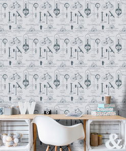 Mind The Gap The Craftsman Patents Grey Wallpaper
