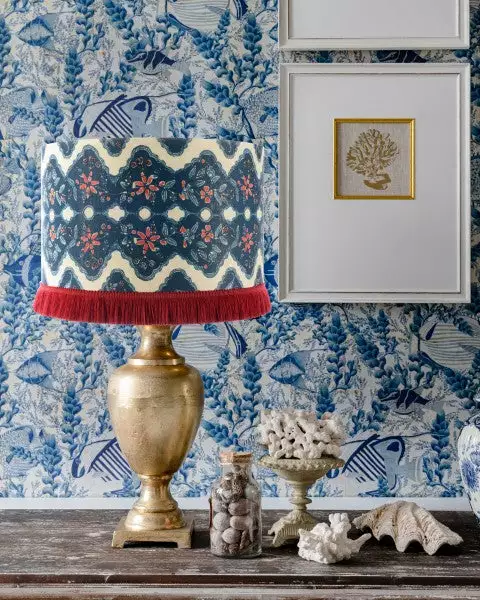 Mind The Gap Blue Skies Ahead Drum Lampshade - Phoenicia Batik 3 Mind The Gap Blue Skies Ahead Drum Lampshade - Phoenicia Batik