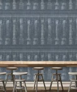 Thedesignyarduk The Craftsman Colonnade Blue Wallpaper
