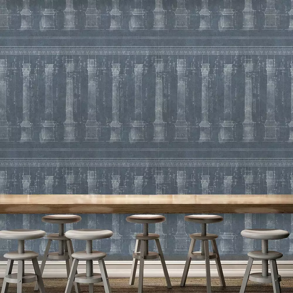 Thedesignyarduk The Craftsman Colonnade Blue Wallpaper 4 Thedesignyarduk The Craftsman Colonnade Blue Wallpaper