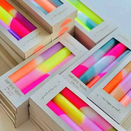 Pink Stories Neon Pillar Candles Trio - Rainbow Drops Bohemian Dream 4 Pink Stories Neon Pillar Candles Trio - Rainbow Drops Bohemian Dream