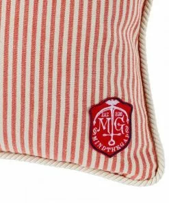 Mind The Gap Rhubarb Stripe Cushion