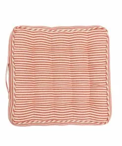 Mind The Gap Padded Cushions - Rhubarb Stripe Linen
