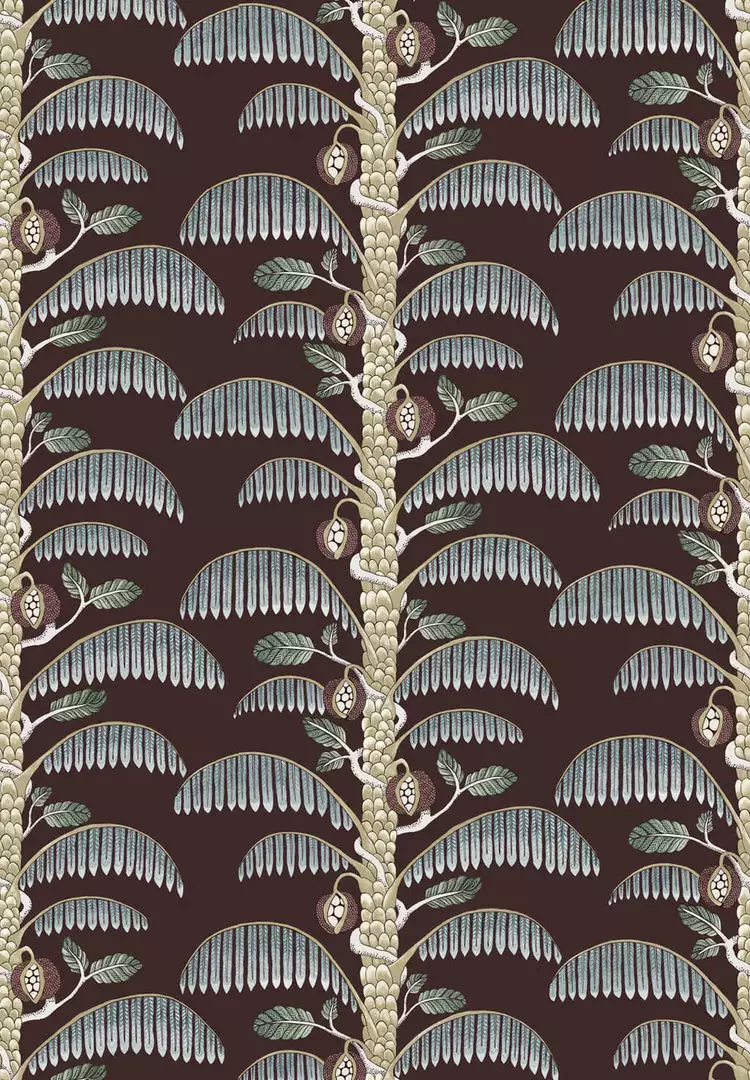 Josephine Munsey Rose & Thorn Palm Stripe Wallpaper In Spicer Brown 5 Josephine Munsey Rose & Thorn Palm Stripe Wallpaper In Spicer Brown