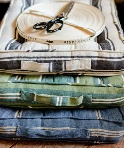 Mind The Gap Padded Cushions - Hajdu Stripe Linen Bohemian Dream