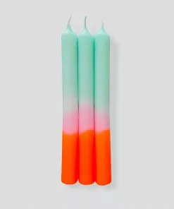 Pink Stories Neon Taper Candles Spring Sorbet - Set Of 3 New