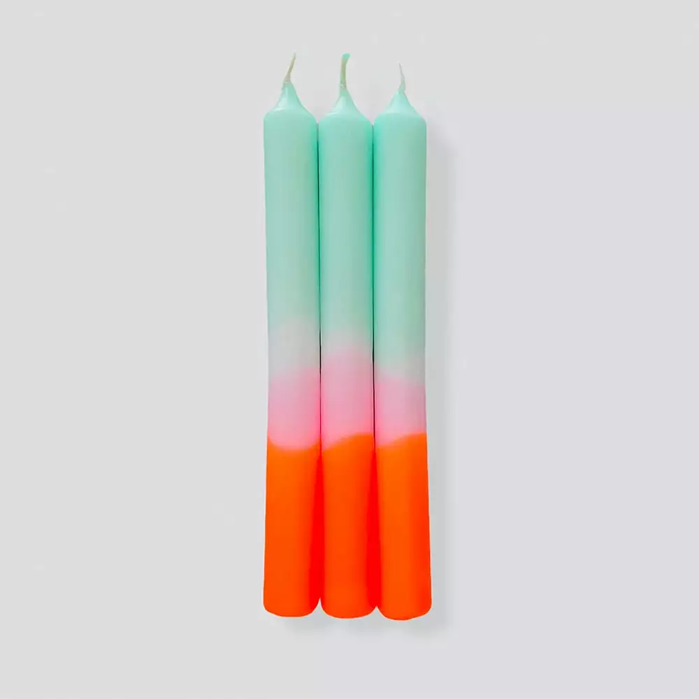 Pink Stories Neon Taper Candles Spring Sorbet - Set Of 3 New 3 Pink Stories Neon Taper Candles Spring Sorbet - Set Of 3 New