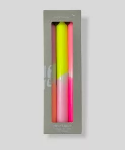 Pink Stories Memphis To Miami Neon Taper Candles Summer Breeze - Set Of 3