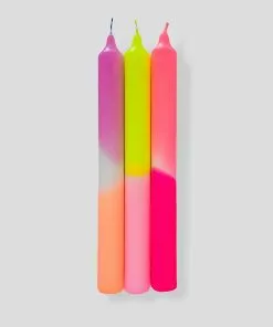 Pink Stories Memphis To Miami Neon Taper Candles Summer Breeze - Set Of 3