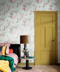 BN Fiore Heron Print Wallpaper Duck Egg Blue