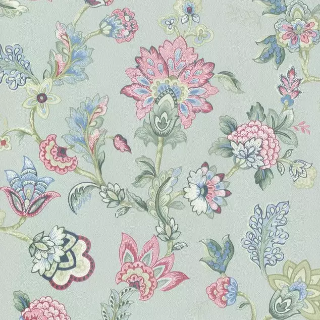 BN Fiore Floral Chintz Wallpaper Duck Egg Rose & Thorn 3 BN Fiore Floral Chintz Wallpaper Duck Egg Rose & Thorn