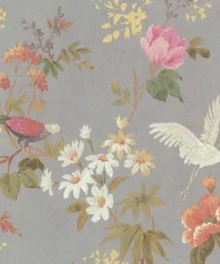 BN Fiore Heron Print Wallpaper Dove Rose & Thorn