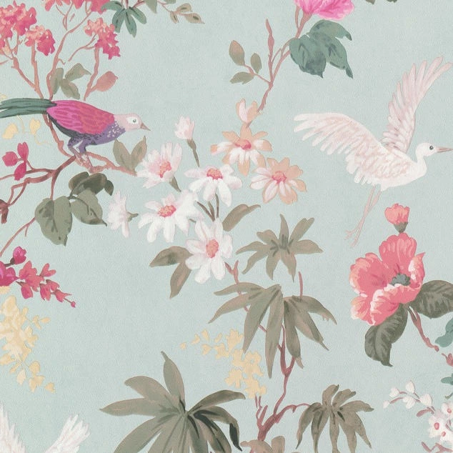 BN Fiore Heron Print Wallpaper Duck Egg Blue 3 BN Fiore Heron Print Wallpaper Duck Egg Blue