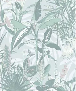 Brand Mckenzie The Tropics Wallpaper - Mint Green Bohemian Dream