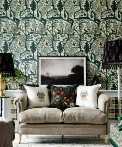 Mind The Gap The Enchanted Woodland Green Wallpaper Folk Couture