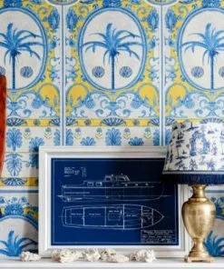 Mind The Gap Blue Skies Ahead The Villa Mural Wallpaper Yellow