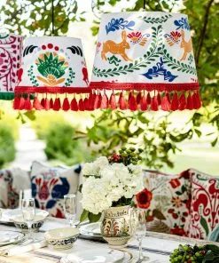 Mind The Gap The Hare Embroidered Cone Lampshade Folk Couture