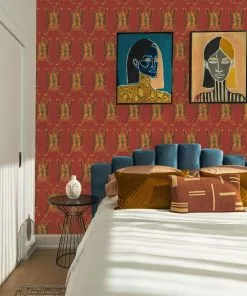 Annika Reed Studio New Tibetan Tiger Wallpaper Burnt Orange