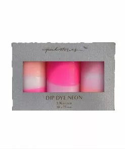 Pink Stories Neon Pillar Candles Trio - Flamingo Cookies Bohemian Dream