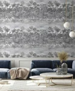 Brand Mckenzie Wallpaper & Paint Tropical Reflections Wallpaper, Black & White