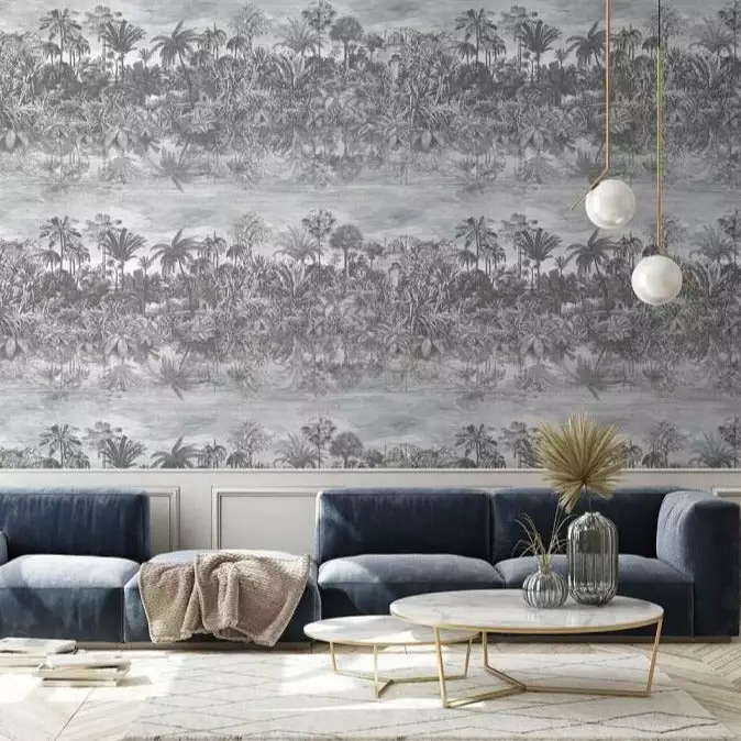 Brand Mckenzie Wallpaper & Paint Tropical Reflections Wallpaper, Black & White 4 Brand Mckenzie Wallpaper & Paint Tropical Reflections Wallpaper, Black & White