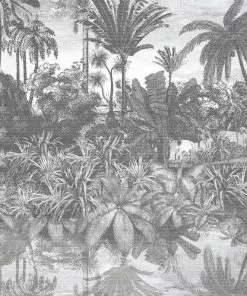 Brand Mckenzie Wallpaper & Paint Tropical Reflections Wallpaper, Black & White